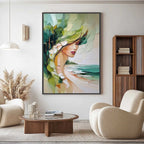 COASTAL MUSE: Textured Impasto Portrait Painting of a Woman by the Sea