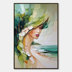 COASTAL MUSE: Textured Impasto Portrait Painting of a Woman by the Sea