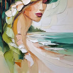COASTAL MUSE: Textured Impasto Portrait Painting of a Woman by the Sea