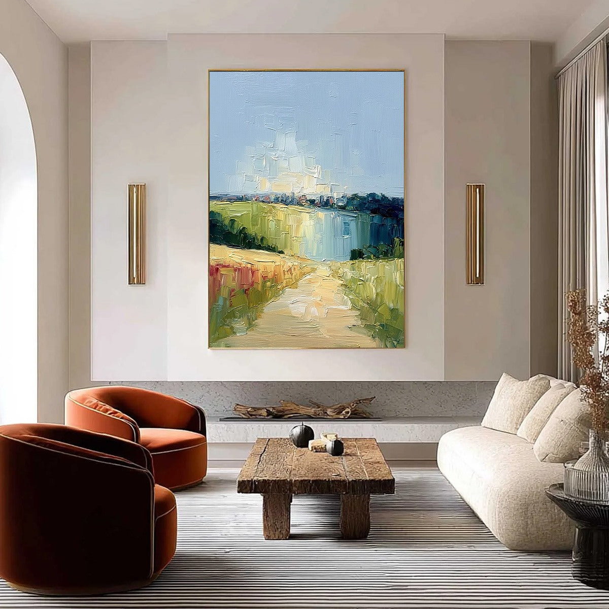 COASTAL PROMENADE: Textured Palette Knife Impasto Landscape Painting