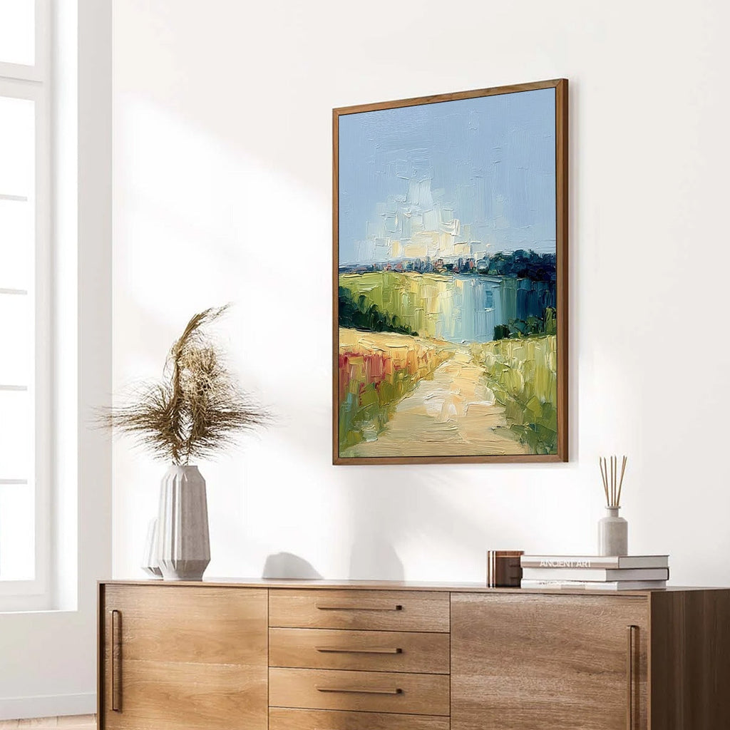 COASTAL PROMENADE: Textured Palette Knife Impasto Landscape Painting