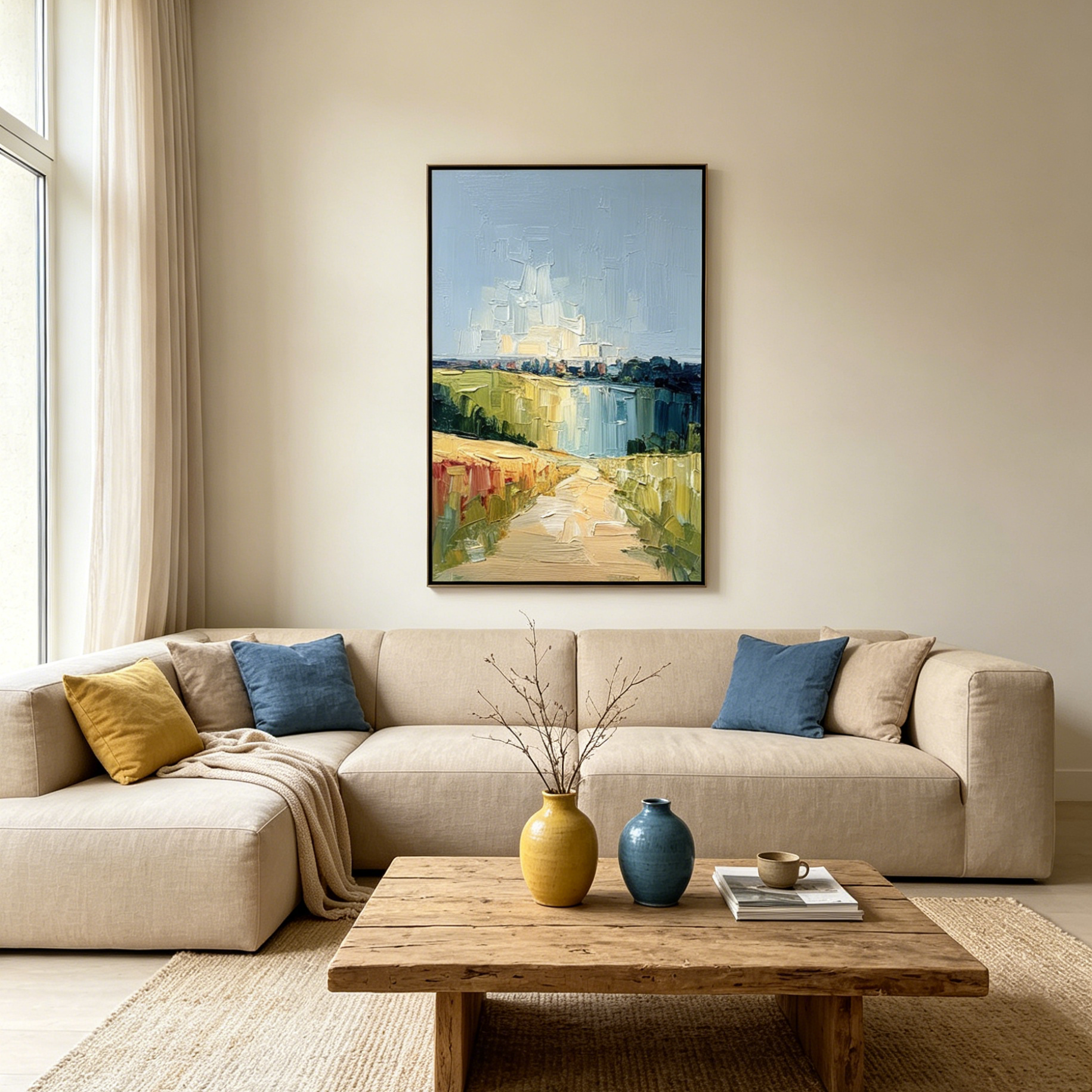 COASTAL PROMENADE: Palette Knife Impasto Sun Drenched Path  Canvas