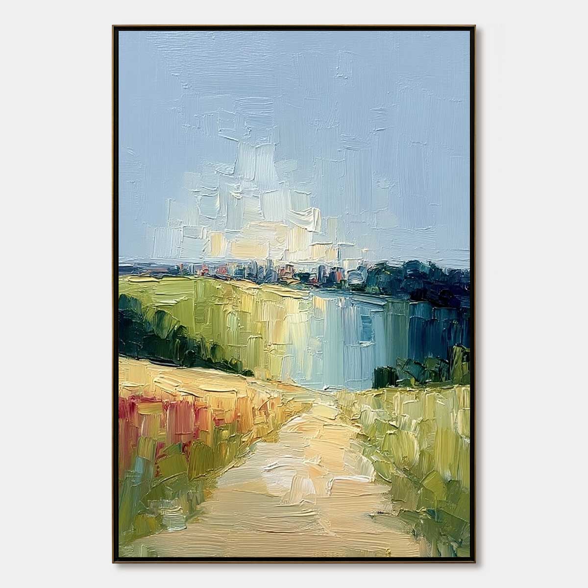 COASTAL PROMENADE: Textured Palette Knife Impasto Landscape Painting