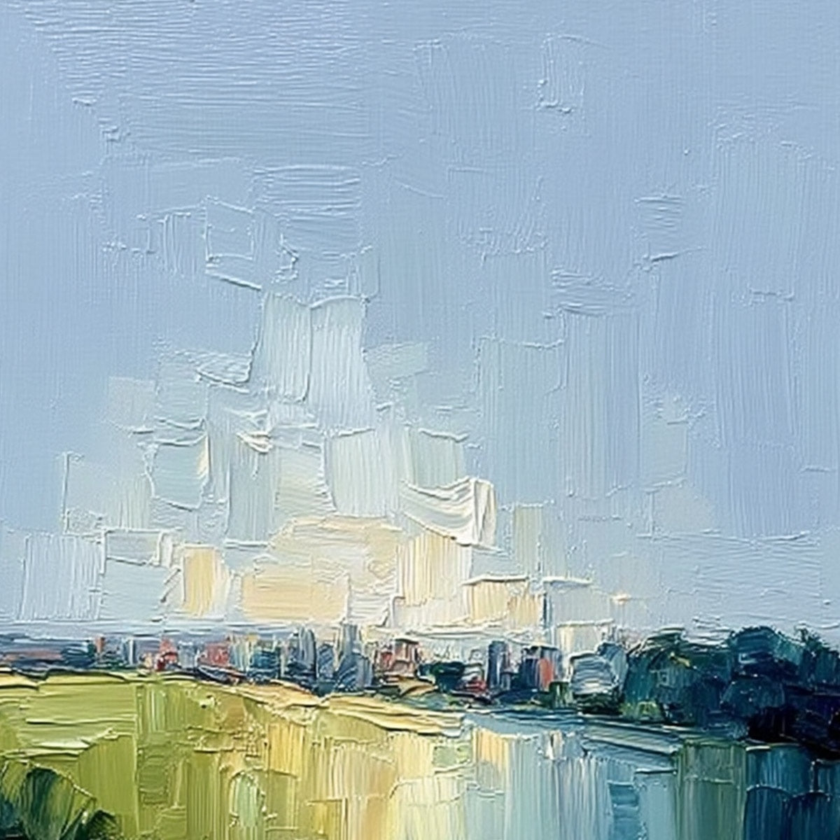COASTAL PROMENADE: Textured Palette Knife Impasto Landscape Painting
