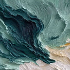COASTAL RHYTHM: Large Horizontal Textured Impasto Ocean Painting
