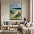 COASTAL SERENITY: Textured Impasto Wildflowers Sandy Path Canvas