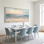 COASTAL SERENITY: Soft Hues Impasto Waves Textured Seascape Canvas