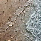Textured Beach Painting, Ocean View, Beige, Blue, Living Room, Bedroom