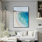 Vertical Impasto Beach Scene Oil Painting