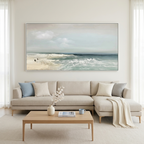 COASTAL WHISPERS: Soft Blue Green Cream Beach Waves Canvas