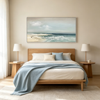 COASTAL WHISPERS: Soft Blue Green Cream Beach Waves Canvas