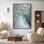 COBBLESTONE BLOSSOM: Heavily Textured Abstract Tree Painting with Palette Knife Detail