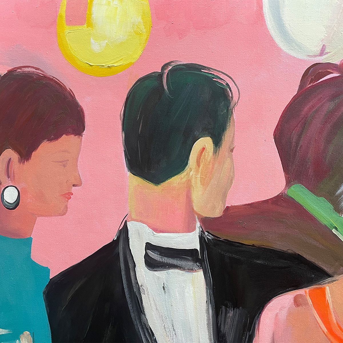 COCKTAIL HOUR: Figurative Oil Painting, Social Scene