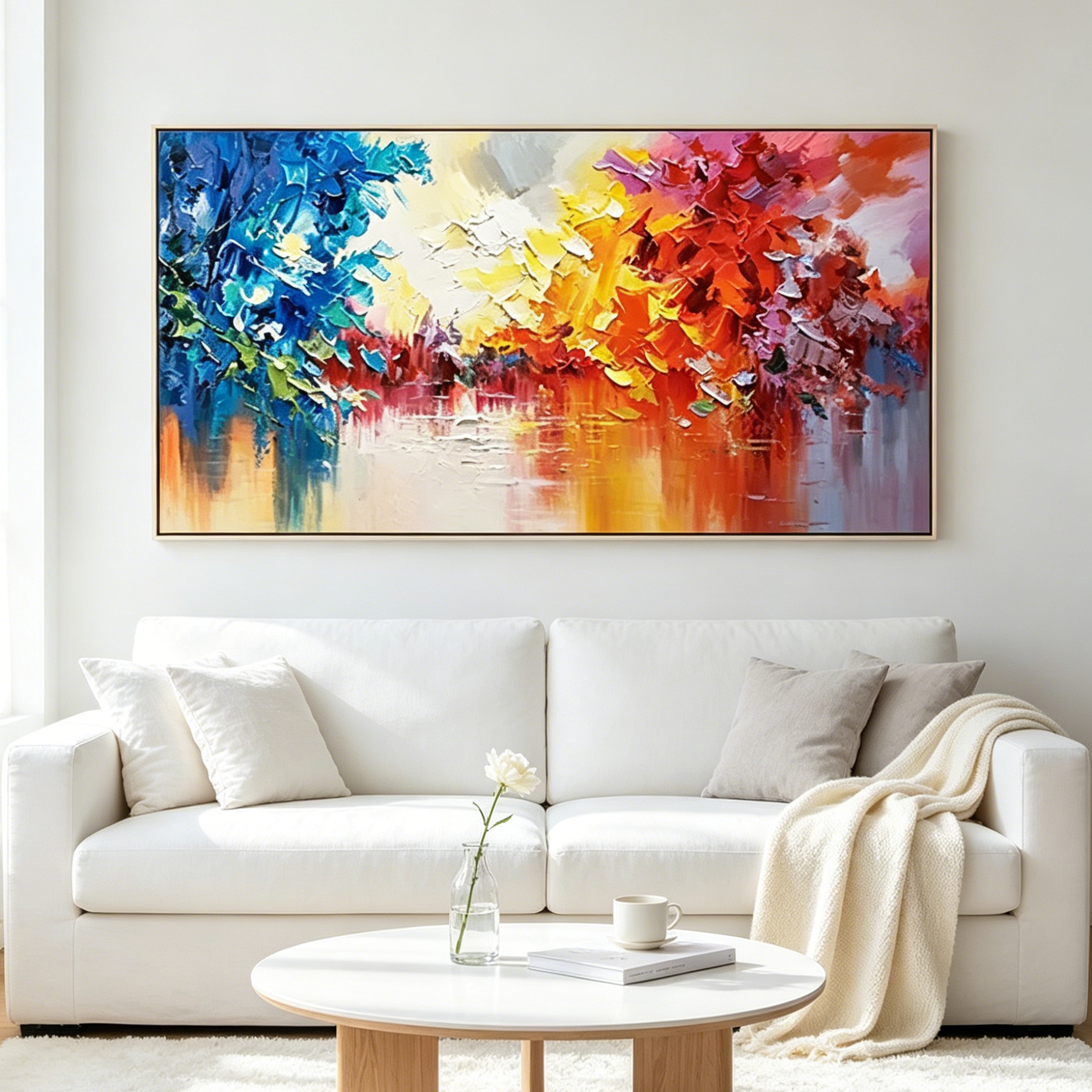 COLORFUL REFLECTIONS: Impasto Vibrant Dreamlike Landscape Canvas