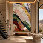 COLORFUL RIDGE: Colorful Abstract Terrain Dynamic Textured Canvas
