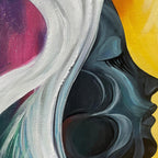 Connected Souls: Original Figurative Oil Painting - Two Faces, Emotional Wall Art Decor