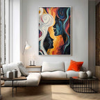 Connected Souls: Original Figurative Oil Painting - Two Faces, Emotional Wall Art Decor