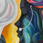 Connected Souls: Original Figurative Oil Painting - Two Faces, Emotional Wall Art Decor