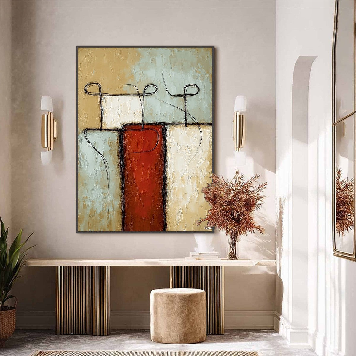 CONNECTION: Textured Minimalist Abstract Figurative Painting