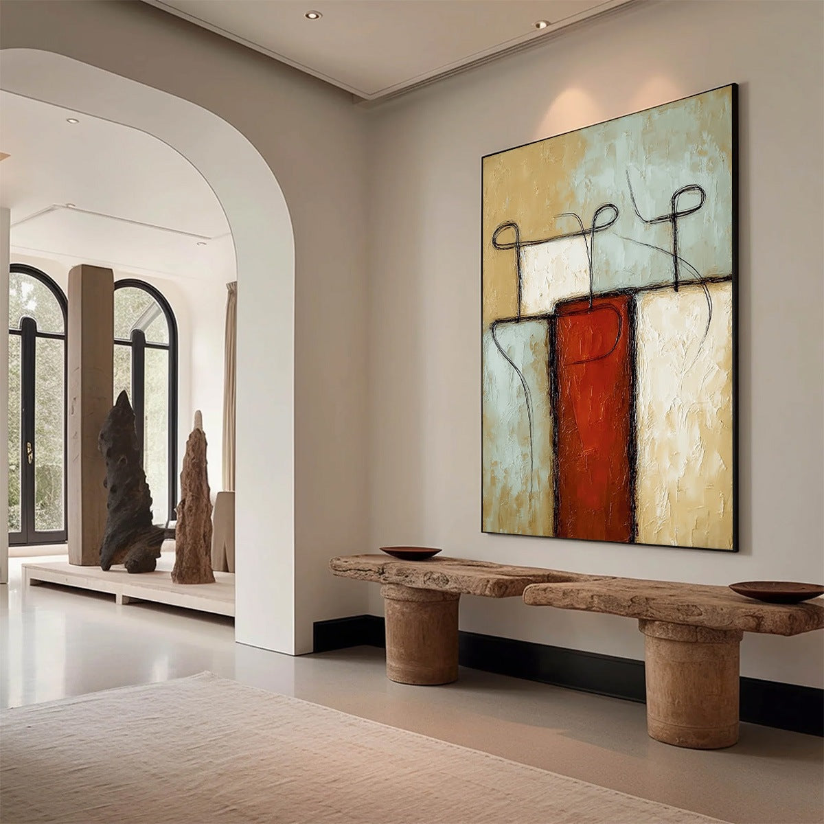 CONNECTION: Textured Minimalist Abstract Figurative Painting