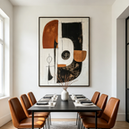 CONSTRUCT: Textured Black Warm Brown Geometric Shapes Sharp Lines Canvas