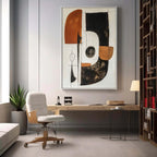 Construct: Original Modern Abstract Oil Painting - Black Brown Vertical Wall Art Decor