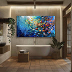 CORAL RUSH: Textured Impasto Painting of a Vibrant School of Fish