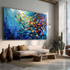 CORAL RUSH: Textured Impasto Painting of a Vibrant School of Fish