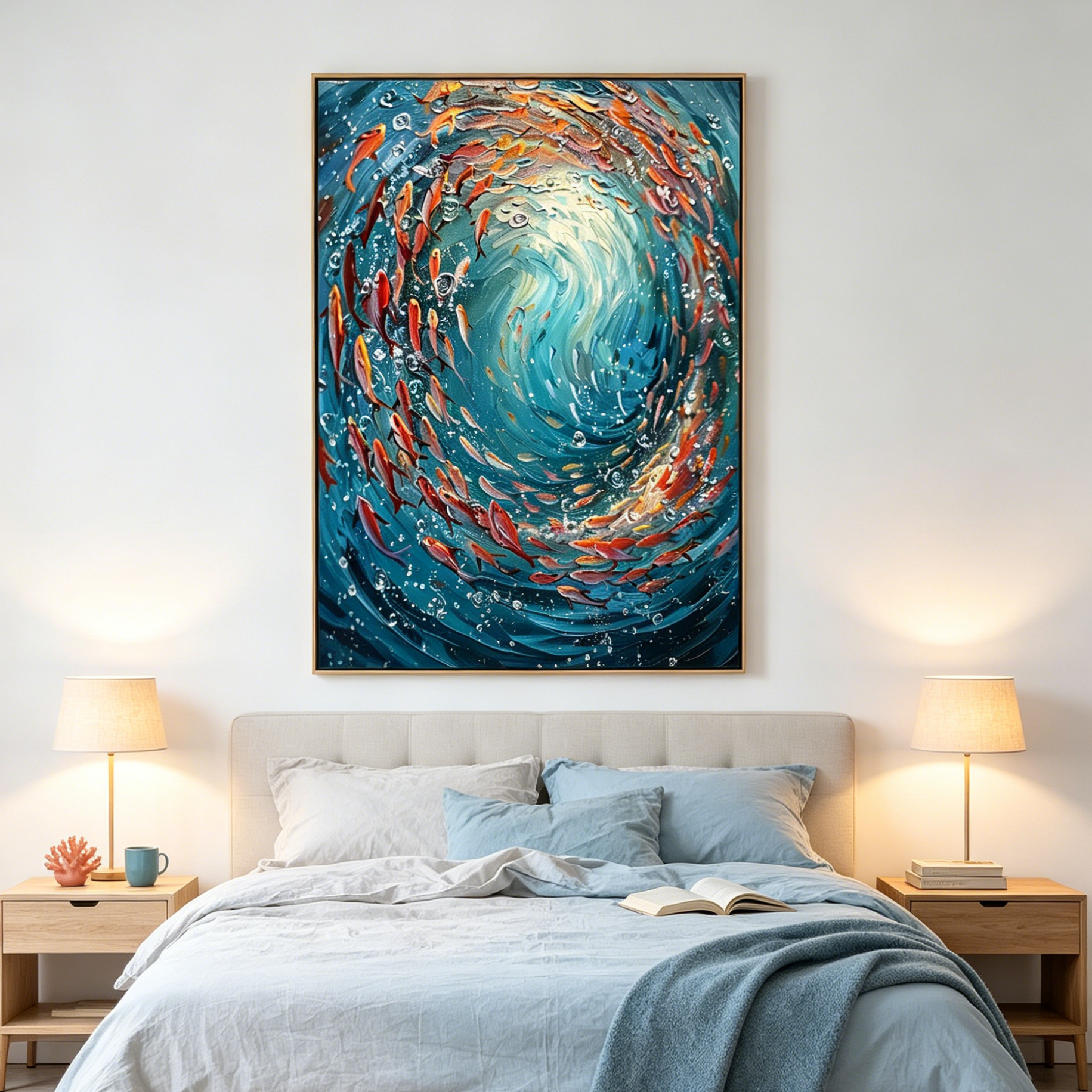 CORAL DANCE: Vibrant Swirl Of Colorful Fish Underwater World Canvas