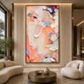 CORAL DREAM: Swirling Coral Pink Peach Orange Abstract Impasto Canvas