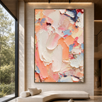 CORAL DREAM: Swirling Coral Pink Peach Orange Abstract Impasto Canvas