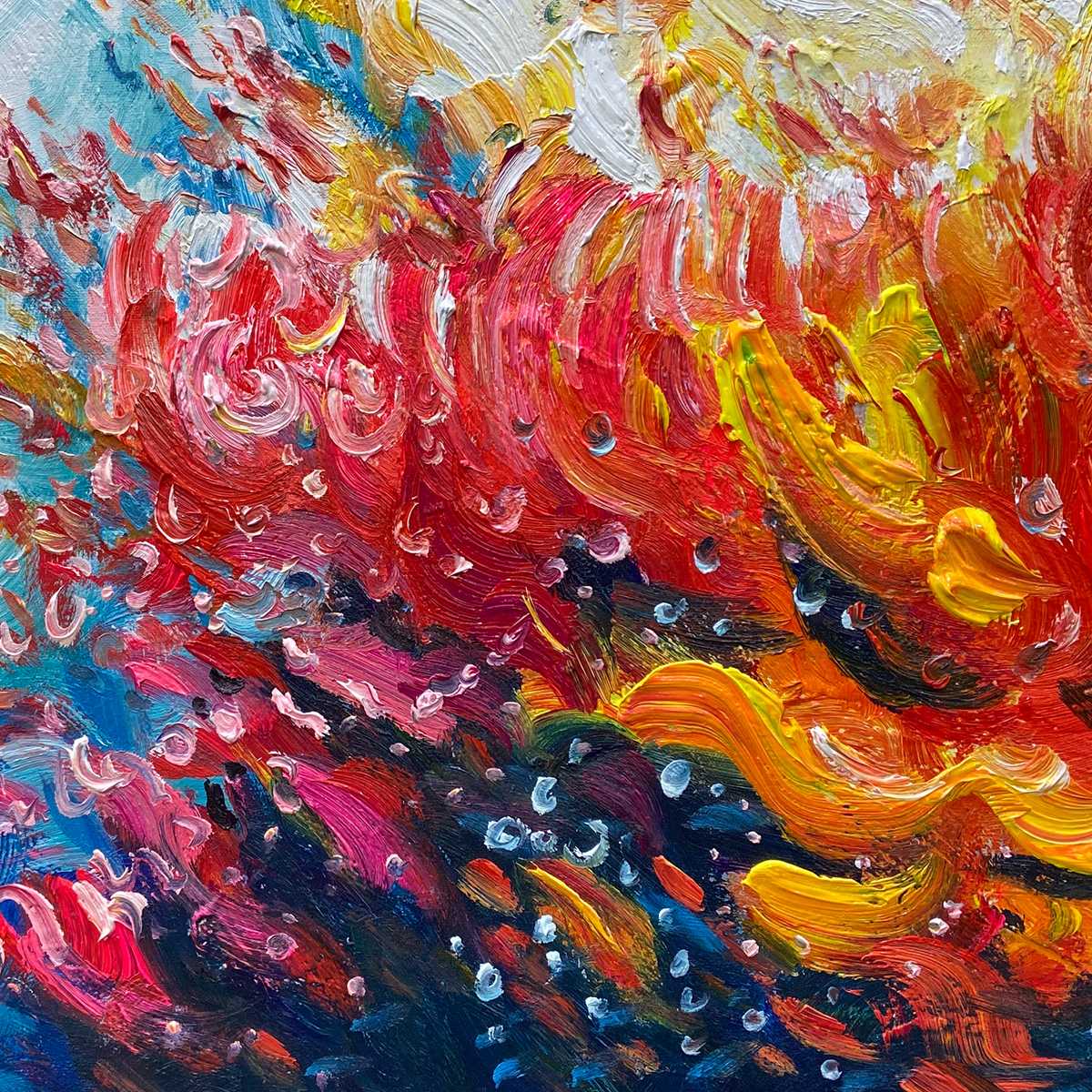 Abstract Seascape Oil Painting in Vibrant Colors