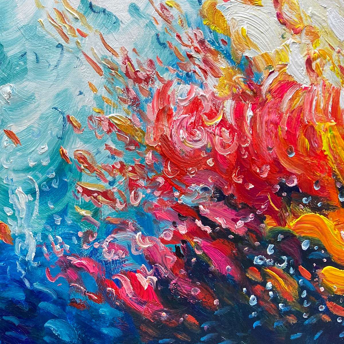 Abstract Seascape Oil Painting in Vibrant Colors