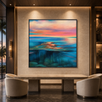 CORAL REEF SUNSET: Vibrant Tropical Sunset Coral Reef Textured Canvas