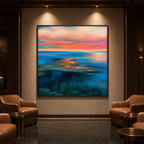 CORAL REEF SUNSET: Vibrant Tropical Sunset Coral Reef Textured Canvas