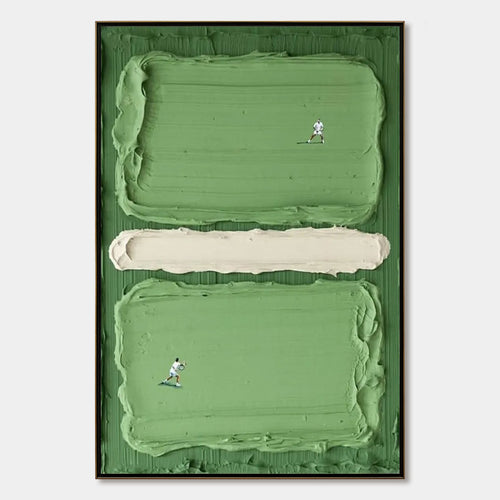 COURT RHYTHM: Textured Sports Impasto Oil Painting
