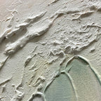 Liam O'Connell 'Cresting Wave' textured seascape painting; dramatic blue ocean wave, white foam, sunset sky, black frame.