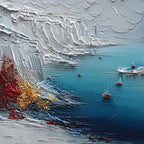 CRIMSON FJORD: Heavily Textured Palette Knife Coastal Landscape Painting