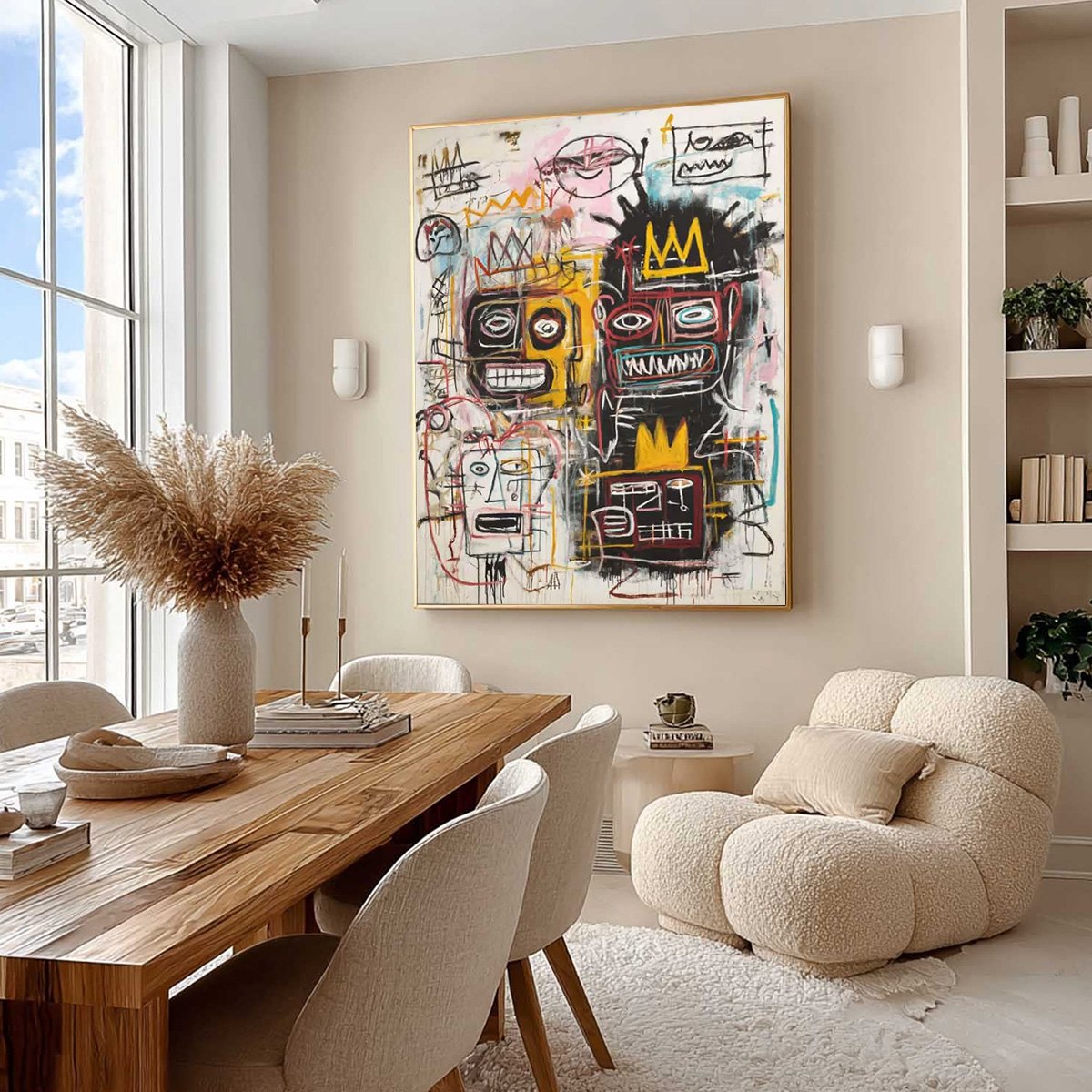 CROWNED FIGURES Graffiti-Style Portrait Oil Painting