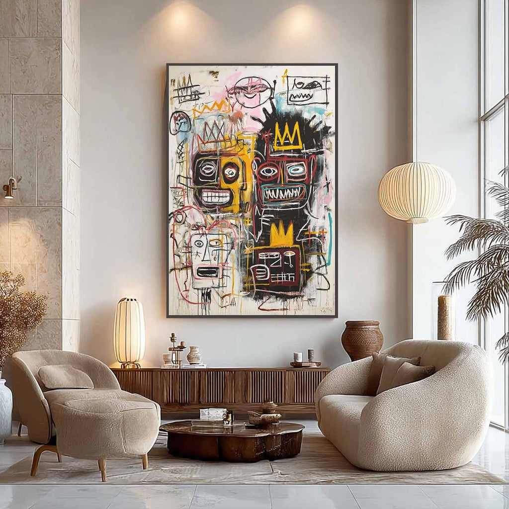 CROWNED FIGURES Graffiti-Style Portrait Oil Painting