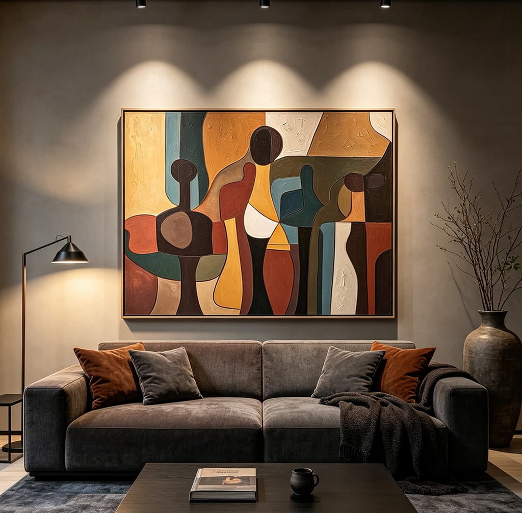 CUBIST GATHERING: Abstract Figure Wall Art Canvas