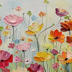 Hand-Painted Blooming Garden Wall Art