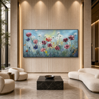 COLORFUL FLORAL: Pink Purple Red White Blooming Flowers Oil Painting