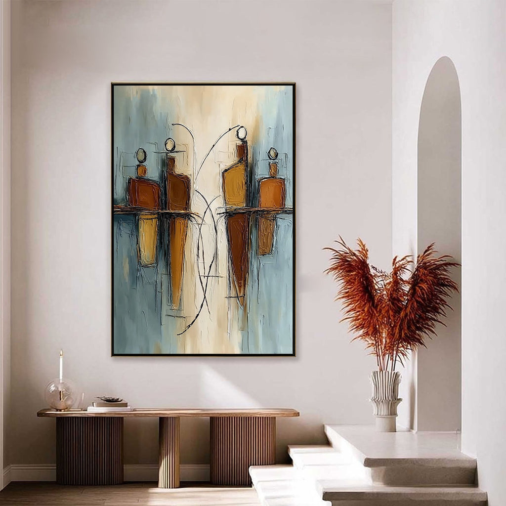Convergence: Vertical Textured Abstract Oil Painting for Walls