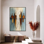 Convergence: Vertical Textured Abstract Oil Painting for Walls
