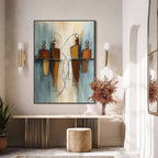 Convergence: Vertical Textured Abstract Oil Painting for Walls
