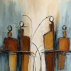 Convergence: Vertical Textured Abstract Oil Painting for Walls