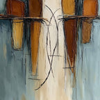 Convergence: Vertical Textured Abstract Oil Painting for Walls