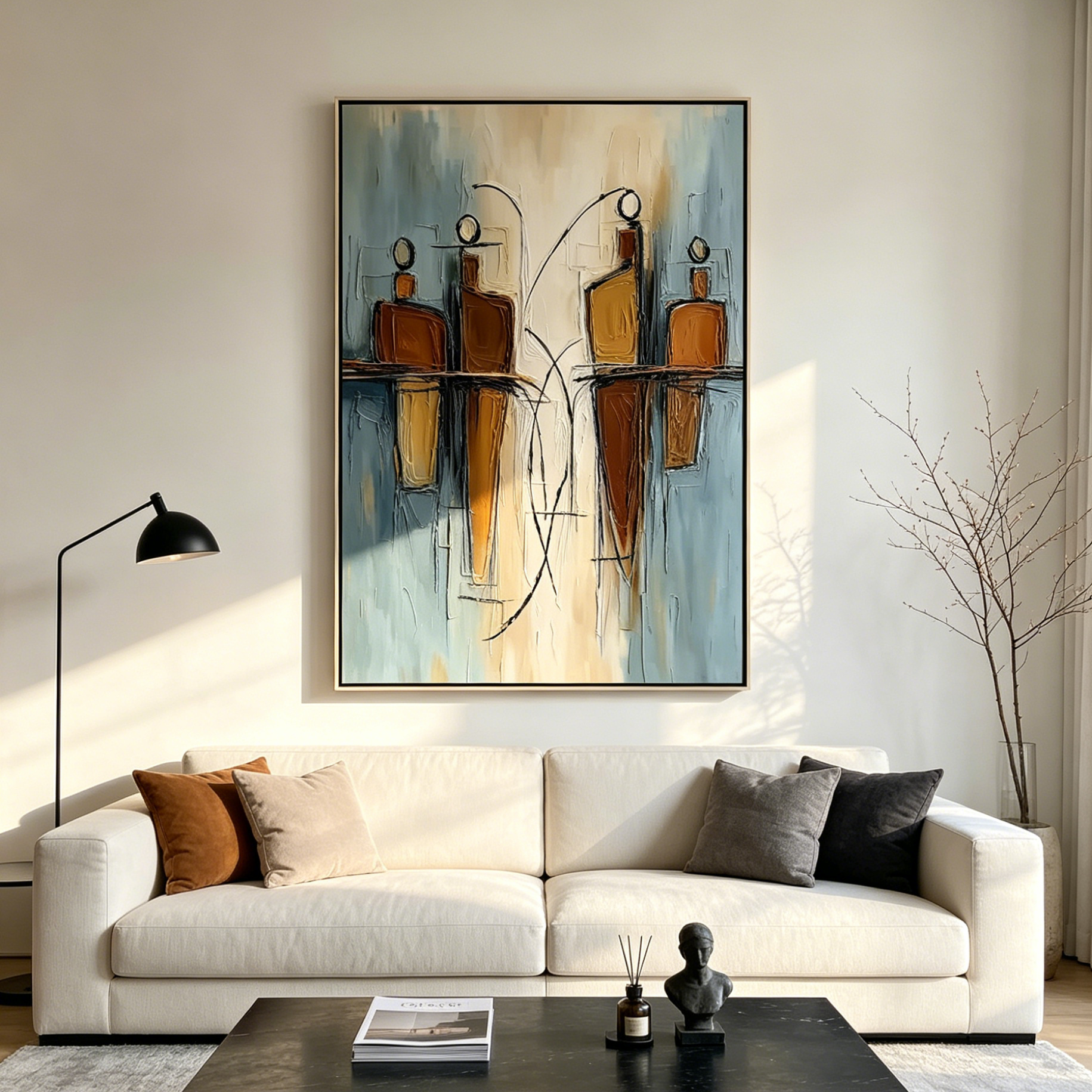 CONVERGENCE: Vertical Textured Abstract Figure Wall Art