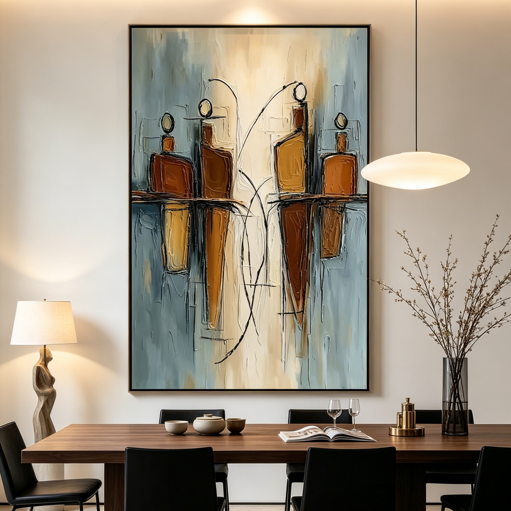 CONVERGENCE: Vertical Textured Abstract Figure Wall Art